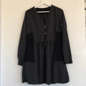 Grey black long sleeve drawstring dress 10 gap
